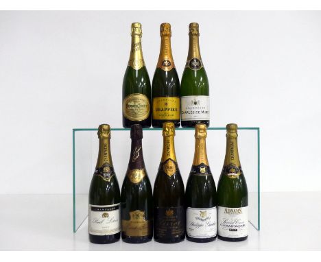 1 bt Perrier Jouët Grand Brut NV 1 bt Drappier Carte D'Or Brut NV  1 bt Charles de Muret Brut NV sl stl 1 bt Paul Létrier Rés