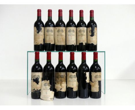 9 bts Ch. Mazeris 1990 Canon Fronsac i.n, bs, cdl, pt dis, loose labels 3 bts Ch. Mazeris believed 1990 Canon Fronsac i.n, bs