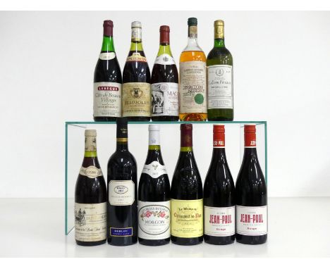 1 bt Lebègue Côte de Beaune Villages 1973 ms/us, sl stl 1 bt Beaujolais Cave de la Reine Pédauque 1979 us 1 bt Mâcon Supérieu