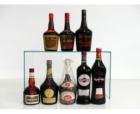 1 24 2/3 fl oz bt Tia Maria 55° proof 1 70 cl bt Tia Maria 26.5% 1 litre bt Tia Maria 20% 1 50-cl bt Grand Marnier Cordon Rou