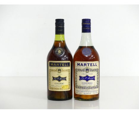 2 24 fl oz bts Martell Three Star Cognac 70° proof circa 1970's bottling