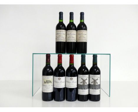 3 bts Ch. Tour D'Auron 1990 Bordeaux Superieur  i.n, sl stl 1 sl torn label 1 bt Ch. Le Boscq V.V.1996 Médoc Cru Bourgeois i.