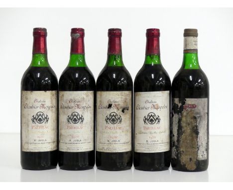 4 70-cl bts Ch. Colombier-Monpelou 1970 Pauillac ts, EB Courtney Wines Ltd, bs, sl cdl 1 bt Unknown Red Wine Vintage Unknown 
