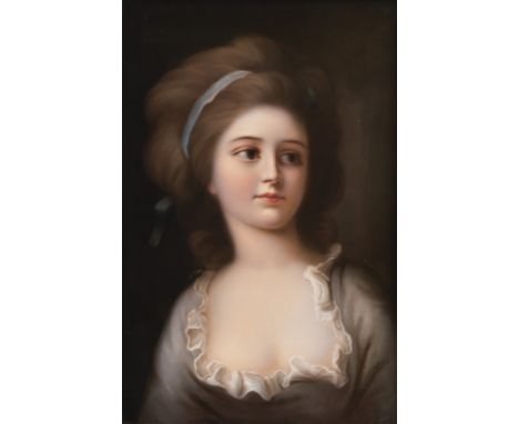 Porzellanbildplatte mit Portrait der Gräfin PotockaKPM, Berlin, Ende 19. Jhdt.23 x 15 cmBemalt von Frz. X. Thalmaier München 