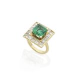 BAGUE EMERAUDE ET DIAMANTS