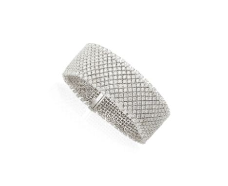 BRACELET DIAMANTSSerti sur l'ensemble de diamants de taille brillant sur une monture souple, poinçon français d'import pour l