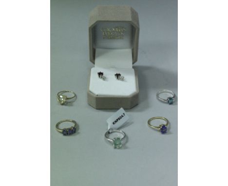 Ten silver dress rings with various stones to include white topaz, amethyst, blue topaz, black spinel, tanzanite etc, many wi