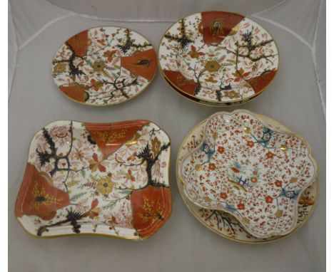 A circa 1800 Chamberlain's Worcester floral decorated bowl, a similarly decorated Derby plate, Derby "Japan" pattern plate, t