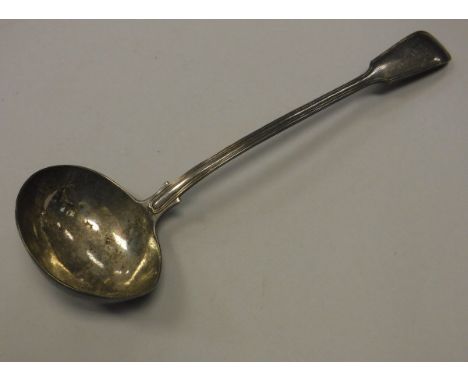 A Victorian silver "Thread and Fiddle" pattern soup ladle (by George W Adams (Chawner &amp; Co.), London 1868), 9 oz 