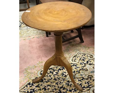 A 19th Century painted occasional table, the circular snap top on a birdcage to plain pedestal and tripod cabriole leg base 