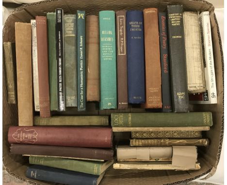 A box of poetry books to include "Enemies of Poetry" by WB Stanford published by Routledge and Keegan, Poole, "Poems of Alfre