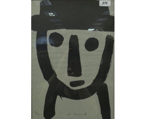 AFTER D BAND a limited edition print depicting a simplistic sketch of a man's head wearing a hat No'd 5/50 signed together wi