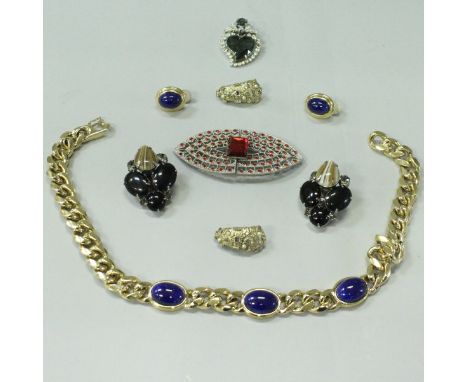 A collection of vintage costume jewellery to include Ciner earrings, a Christian Dior by Michael Maer brooch, D'Orlan, Nina R