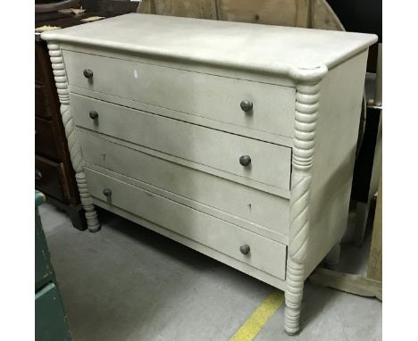A modern painted chest of four long drawers in the Victorian taste together with a modern 14 light electrolier