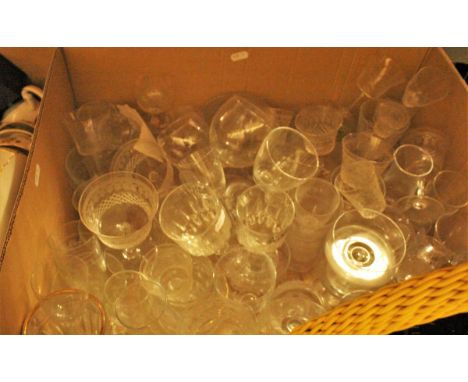Three boxes of assorted china and glassware to include Poole twintone coffee set, other various teawares, two fire screens wi