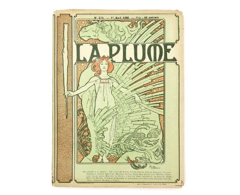Alphonse Mucha (1860-1939) La Plume, April 1898 a magazine with Art Nouveau cover, published by imp. de Vaugiraard signed Muc