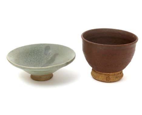 ‡  William Staite Murray (1881-1962) a stoneware pedestal dish, circular form, covered in a crackled celadon glaze, and a Wil