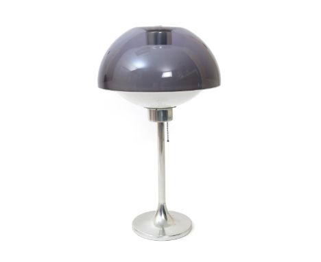 A perspex and polished aluminium Lumitron lamp designed by Robert Welch, unmarked, 53cm. high, (2) Literature Charlotte & Pet
