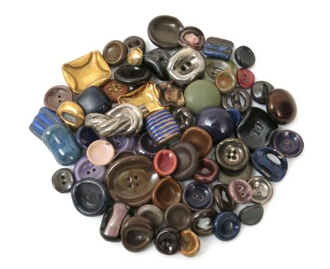 Dame Lucie Rie DBE (1902-1995) sixty six various buttons with various glazes including golden lustre, unsigned  4.5cm. long (
