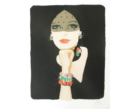 Rene Gruau (1909-2004) La Violette (Woman in a Black Veil), 1988 lithograph on paper signed in pencil, numbered 208/300, 685 