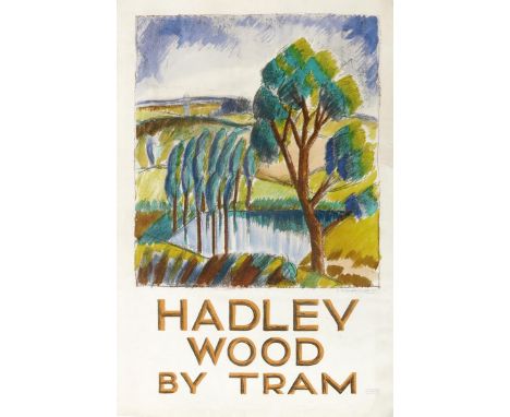 Edward McKnight Kauffer (1890-1954) Hadley Wood by Tram, 1924 lithograph on paper published by Vincent Brookes, mounted on pa