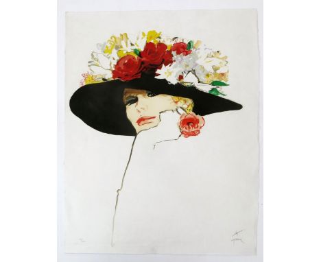 Rene Gruau (1909-2004) Woman in a  Flowered Hat, 1987 lithograph on wove paper signed in pencil and numbered 270/300, Gruau 1