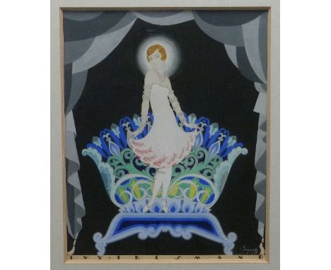 •Ladislas Freiwirth (born 1895), Ivy Tresmand, original Art Deco pencil and watercolour poster-style illustration, signed and