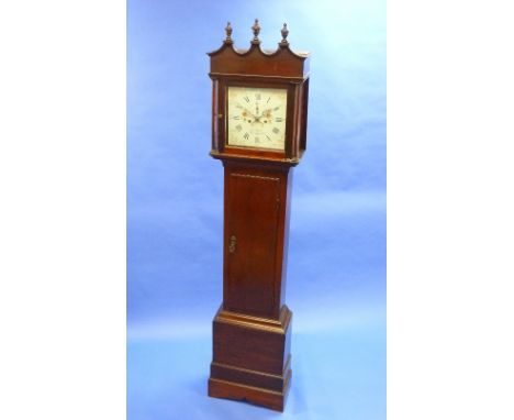 Jn. Harvey, Abergavenney, a mahogany 8-day longcase clock with two-weight movement striking on a bell, the twelve-inch painte