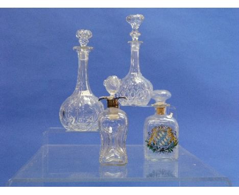 An Edwardian silver-mounted glass Decanter, of square waisted form with ovoid stopper and silver mount to neck, hallmarked Sh