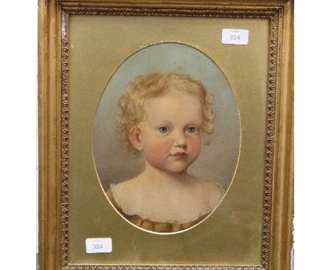 Bishop (19th century), Portrait of Marie Alice Pask, oval, oil on board, 11in x 8½in (28cm x 21.5cm), framed, bears label ver