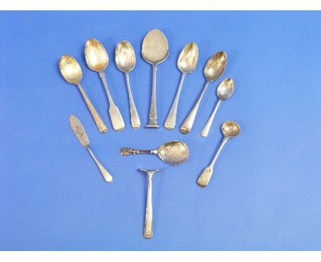 A Victorian silver Caddy Spoon, by George Unite, hallmarked Birmingham, 1850, repaired, together with a silver preserve spoon