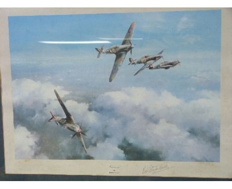 After Robert Taylor (British, b. 1946), 'Hurricane' print in colours, signed Bob Stanford Tuck (Wing Commander Robert Roland 