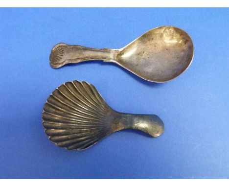 A George III silver Caddy Spoons, makers mark IT, hallmarked Birmingham, 1795, shell shaped bowl, the handle with bright cut 