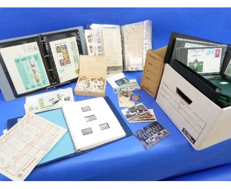 Cricket related Ephemera, including a seven albums and loose of First Day Covers, one album of stamps, one album and loose of