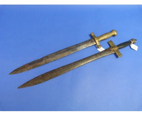 An 1830 pattern French Army short Sword, with 19?in (48.5cm) double-edged flat blade, stamped 'Klingenthal' and 'Coulaux Frer
