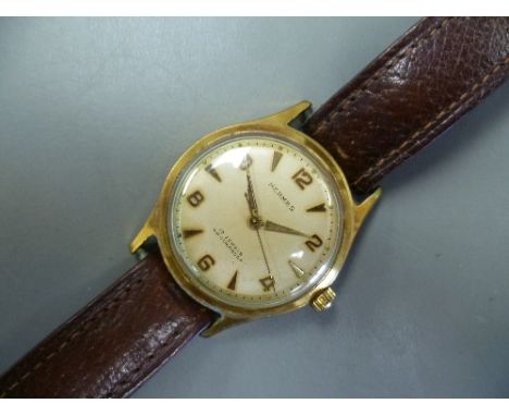 A vintage Hermes gold-plated and stainless steel gentleman's Wristwatch, with 17-jewels movement, the circular silvered dial 