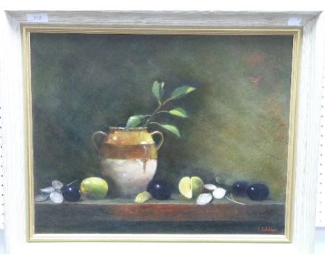 •J. Webber (British, 20th century), On the Kitchen Shelf, oil on board, signed bottom right, 16in x 20in (40.5cm x 50.75cm), 
