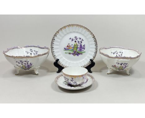 Konvolut 5 tlg., K. Steinmann Tiefenfurth Silesia Porzellan 1928-1932 (1868-1938 ), China Dekor, Golddekor, bestehend aus: Ge