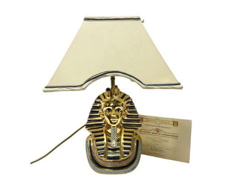 Minerva Collection The Golden Mask of Tutankhamun limited edition lamp: with certificate and shade, H46cm