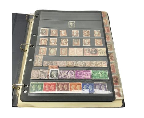 Queen Victoria and later stamps including imperf penny reds, King George V seahorses, some facsimile stamps, Queen Elizabeth 