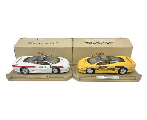 Two Maisto 1:12 scale Jaguar XJ220 scale cars comprising 1992 ‘Concept Car’ West Midlands Police car and 1994 ‘Jag 999’ Thame