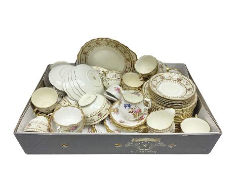 Hammersley Longton and Royal Albert part tea services, including teacups saucers, milk jugs, dessert plates etc  