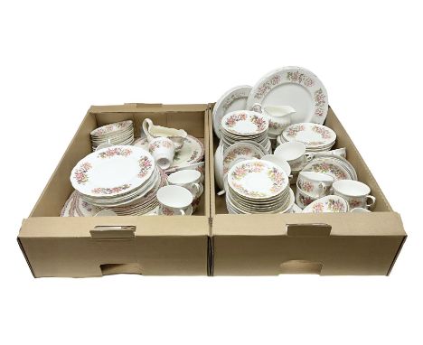 Royal Staffordshire Dinnerware by Clarice Cliff Nancy pattern dinner wares, including sauce boat, dinner plates, side plate a