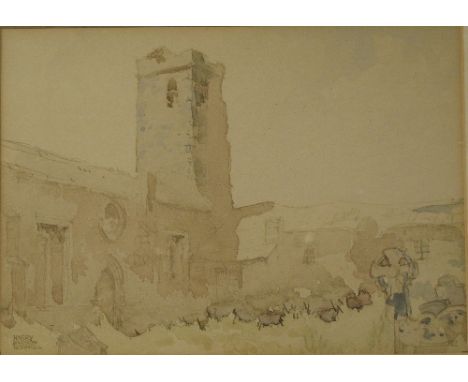 Harry Hudson Rodmell (1896 - 1984), "Marrick", signed watercolour, titled on label verso, further labels verso including manu