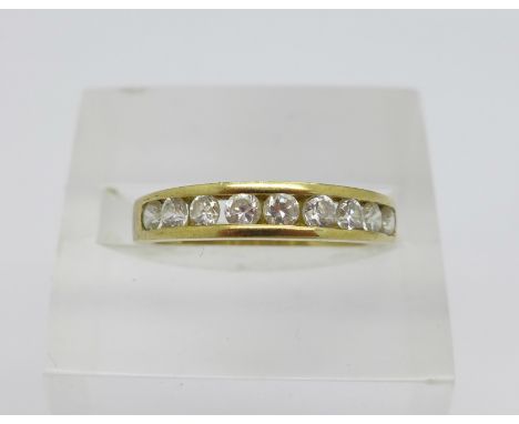 A 9ct gold and white stone ring, 2.2g, N