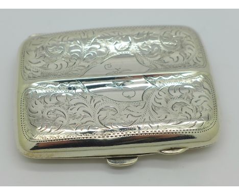 A silver cigarette case, 58g