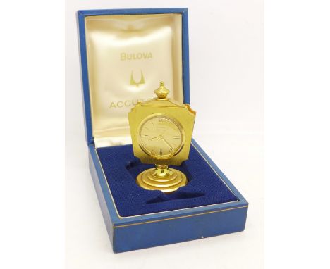 A Bulova Accutron brass cased clock, boxed