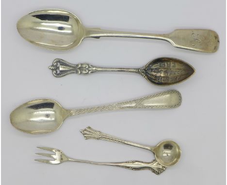 Four silver spoons and a fork, 54.1g