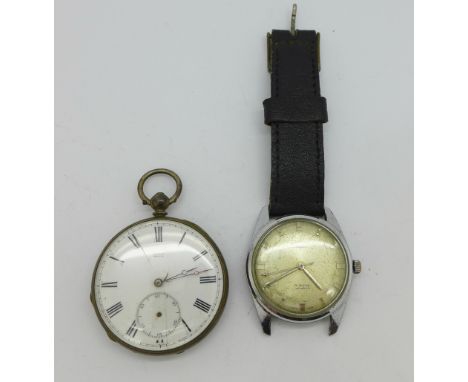 A fob watch and a gentleman's Rotary wristwatch