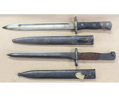 A Belgian bayonet and scabbard and one other